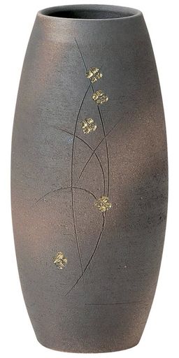 丸伊製陶信楽焼へちもん花瓶陶器大きいフラワーベース金彩押花高さ約25cmギフトプレゼントお祝い和室インテリアお供え生け花日本製MR-1-5552