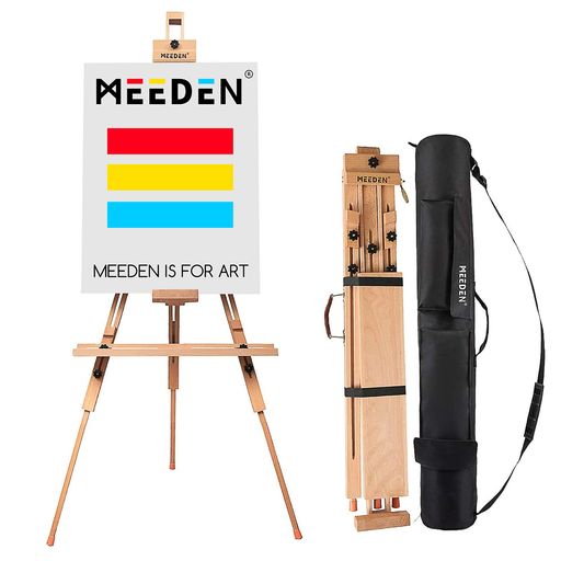 MEEDENイーゼルブナ木製アウトドア用屋外用三脚画架携帯可能130-193cm角度調節折りたたみ式水平絵画収納バッグ付き最大112cmの張りキャンバスを対応頑丈安定性高いA型フレームスタンドキャ…