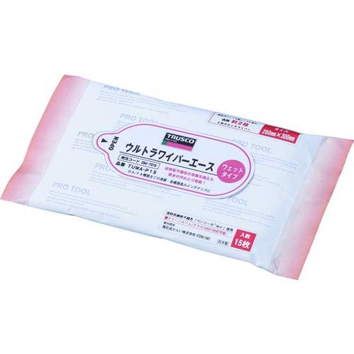 TRUSCO(トラスコ)ウルトラワイパーエースウエットタイプパウチ15枚入TUWA-P15x30【容れもの売りわたす】