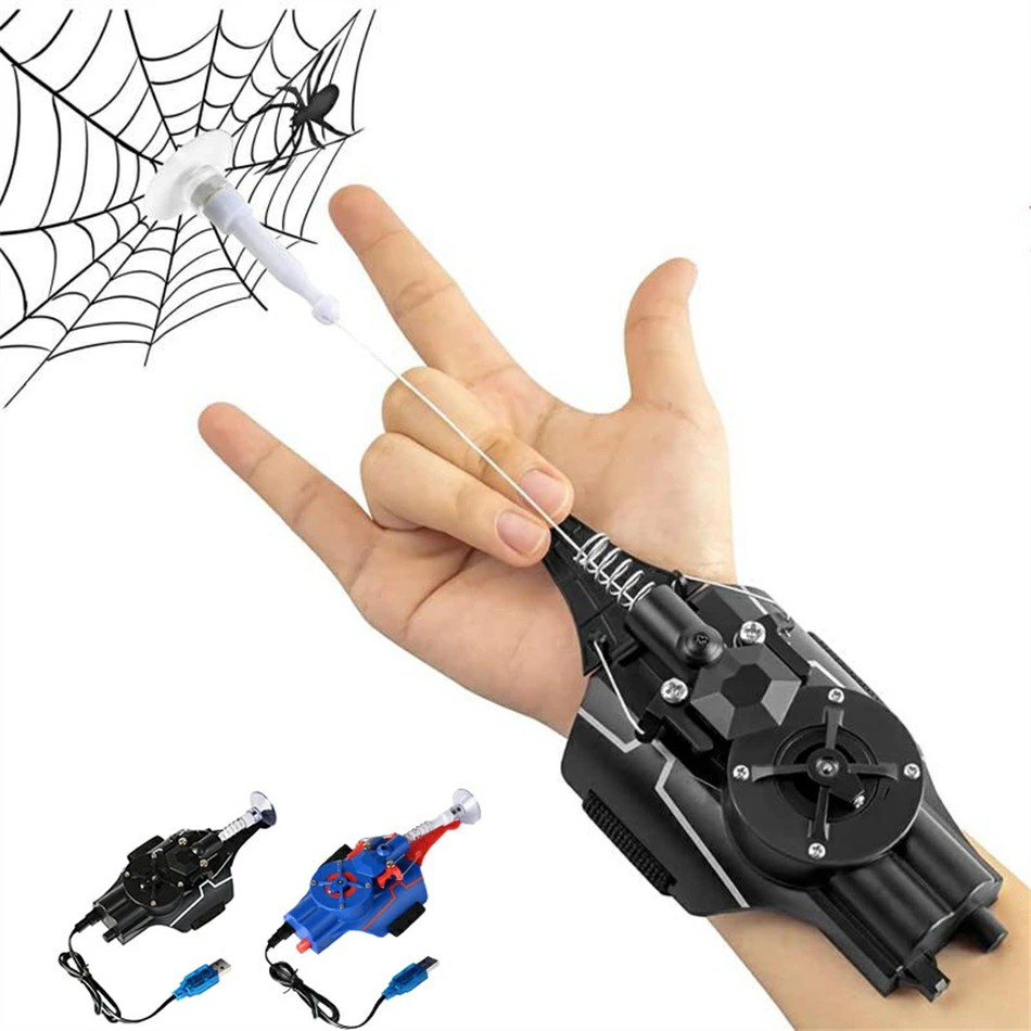 ウェブシューター ロープランチャー ワイヤーランチャー USB申し受ける式 Web Shootersスパイダーマン吐糸送信機細蟹糸吐糸手袋ちびっ子お坊っちゃん黒いこと科学技術手あそび吹き付ける器