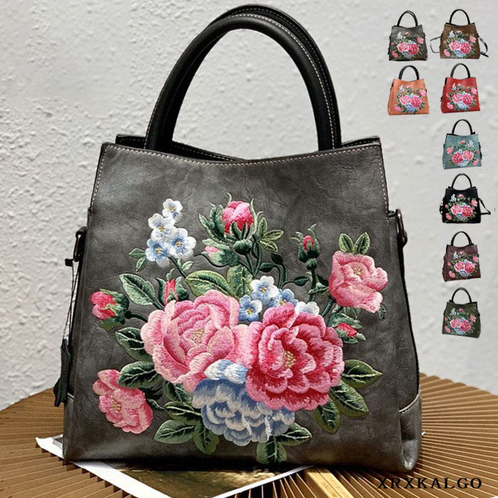 レディースバッグ 中国風刺繍バッグ PUバッグ ショルダーバッグ チャイナドレス レトロ 手提げバッグ 肩掛け 刺繍 和装・着物コーデ PUレザー 鞄 3wayバッグ ハンドバッグ トートバッグ レザー 軽い レザーバッグ 女性 バック