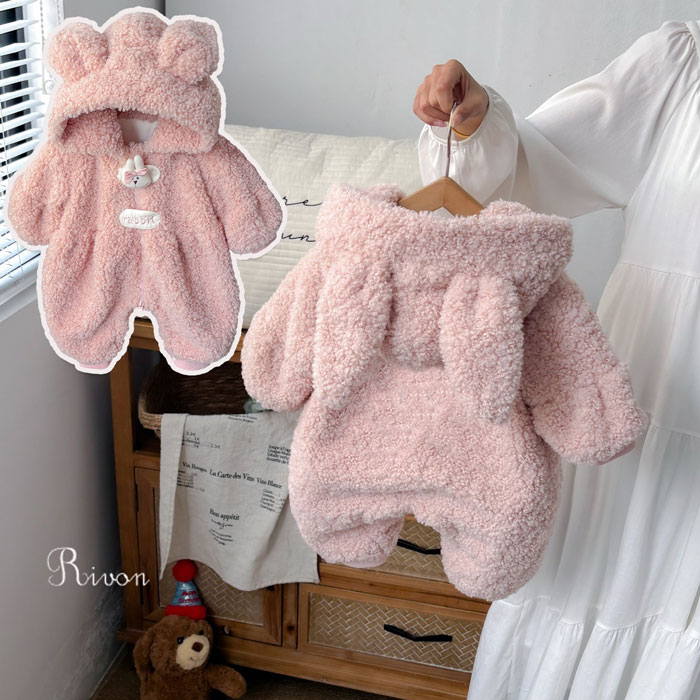 ベビー服 ロンパース フード付き クマの耳 カバーオール 男の子 女の子 ジャンプスーツ 長袖 秋冬防寒着 赤ちゃん ベビー 男の子 女の子 カバーオール ロンパース ロンパース お出かけ 防寒グッズ 出産祝い お誕生日 プレゼント