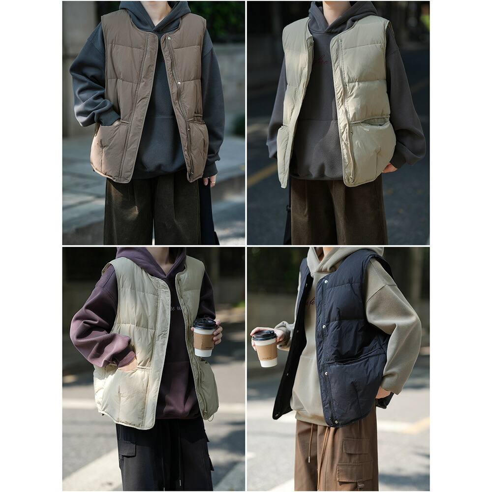 【2025冬新作】レディース ホワイトダックダウンベスト｜丸首×軽さあったか｜韓国風心地好い×着回し力◎｜通い・お出かけにもおすすめ