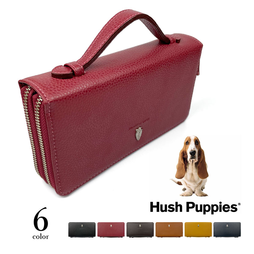 Hush Puppies(ハッシュパピー)ダブルファスナー ラウンド 長財布 大容量 お財布バッグ トラベルウォレット レザー 牛革 本革(メンズ レディース)hp1081|エフライフ