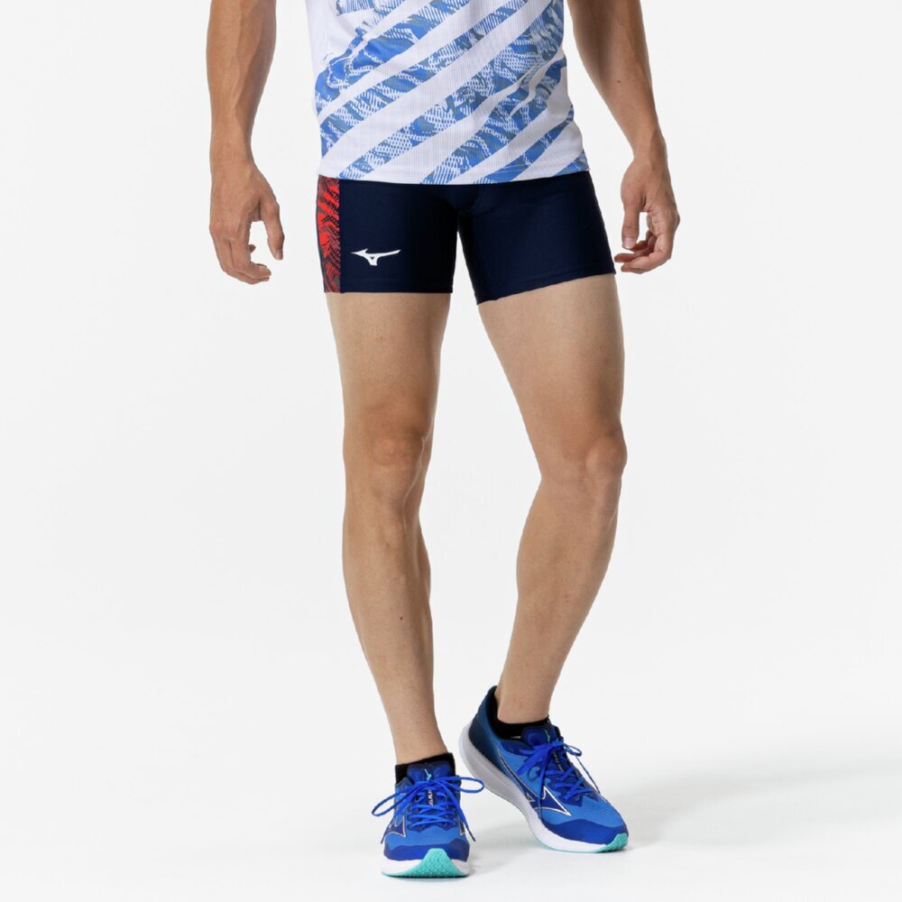 ☆ネコポス配送☆[ユニセックス] MTCレーシングタイツショート 【MIZUNO ミズノインナータイツ 陸上 ランニング スパッツ】U2MBC01211 (ディープネイビー)