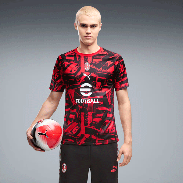 ☆ネコポス送りとどける☆PUMA  メンズ 2026-27 ACミラン プレ擦り付け木 半袖 プルオーバー 786675-11 【PUMA】ピューマ 蹴球御召しもの