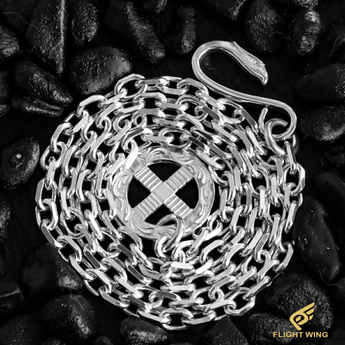 【 LA KEY 】【正規代理店】SV Eagle Hook ＆ SV Arabesque Wheel Chain / イーグルフック ＆ 唐草ホイールチェーン(細角50cm)【新品】｜FLIGHT WING 店