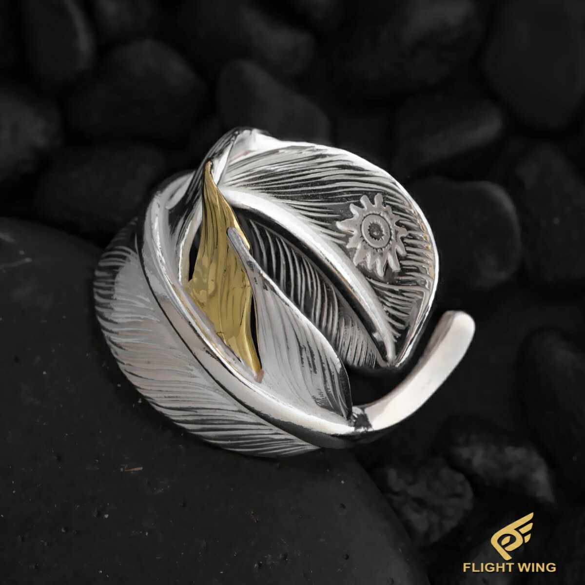 【 天使の都市 KEY 】【定め事代わりになる店】K18 Point SV Feather Ring / ポイントフェザーリング【新品】