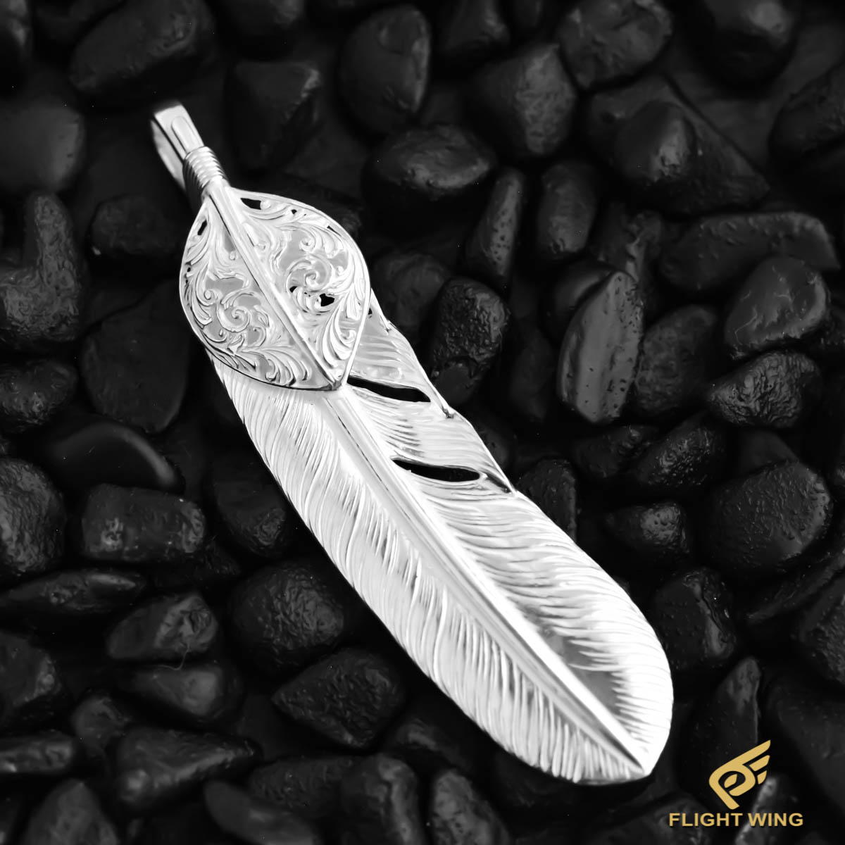 【 天使の都市 KEY 】【定まり代わりになる店】SV Arabesque Heart SV Feather XL Size / 唐草上銀特大鳥毛(左)【新品】
