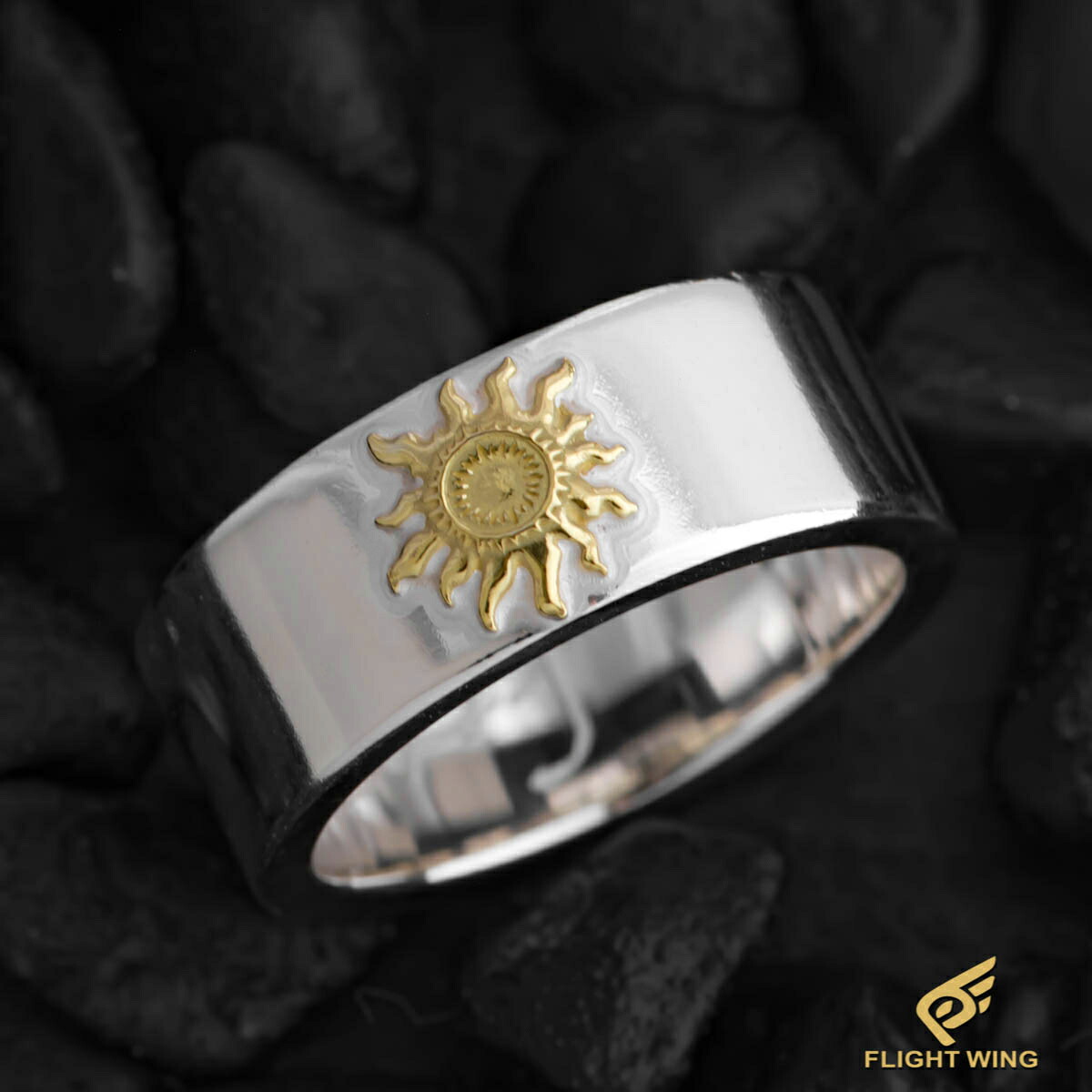 【 天使の都市 KEY 】【定まり代わりになる店】SV Ring with K18 Sun / お日さま輪っか【新品】