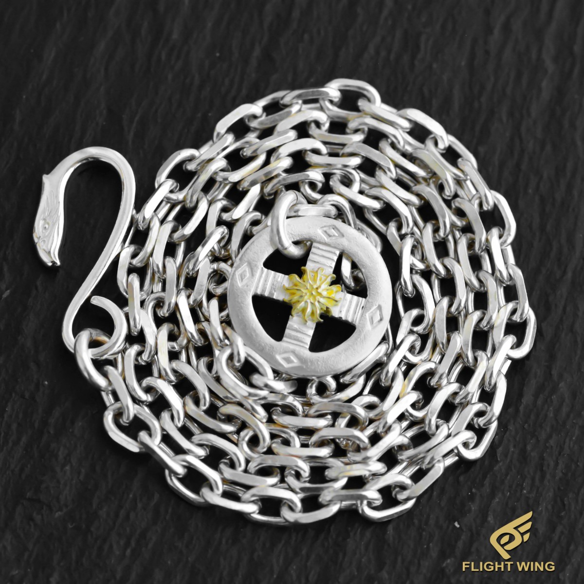 【 天使の都市 KEY 】【定め事代わりになる店】SV Eagle Hook \u0026 K18 Sun SV Wheel Chain / 鷲引っ掛かり ＆ K18お天道様付き添い人唐草車輪チェーン店 (細角 , 太角) 60珊【新品】