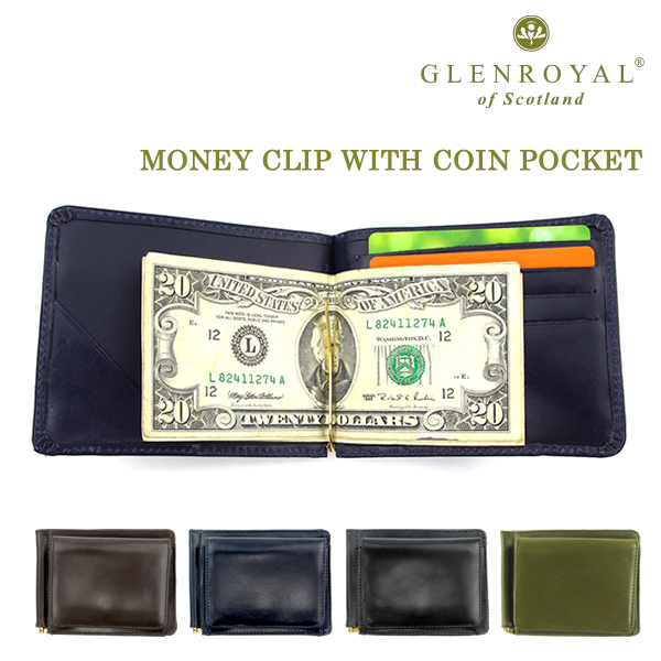 Glen　Royal　マネークリップ(小銭入れ付)　POCKET　WITH　MONEY　COIN　CLIP　03-6164〔FL〕
