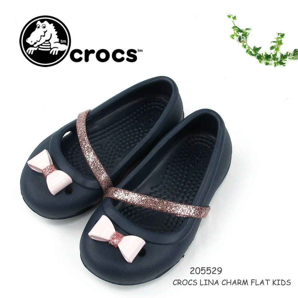 楽天市場 S Crocs クロックス フラットシューズ キッズ 4028 Lina Flat Kids 5529 Lina Charm Flat Kids Sk Flisco