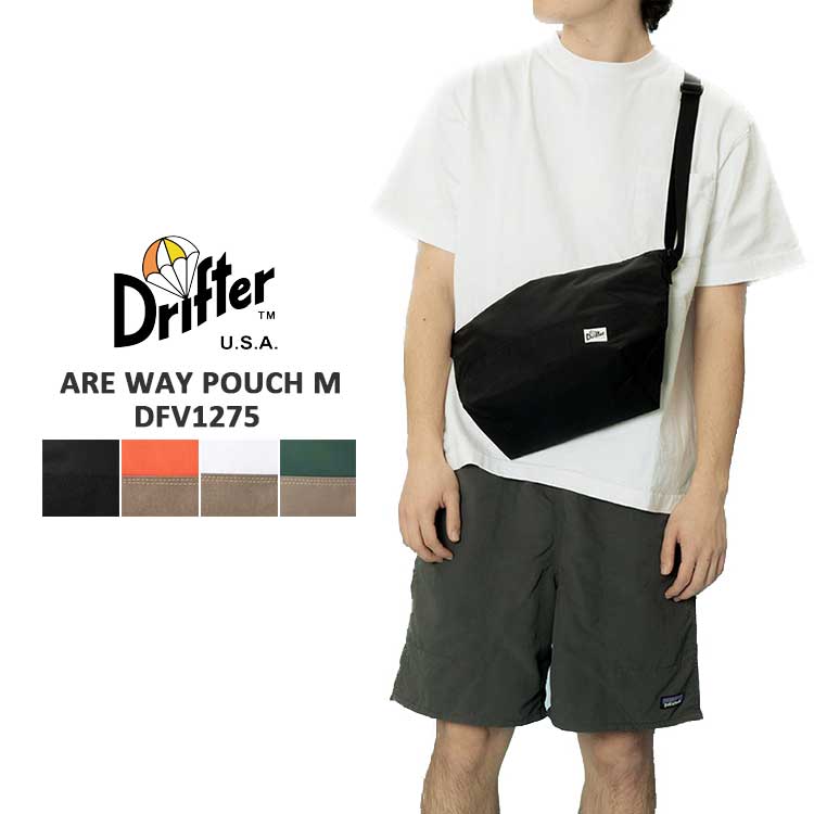 楽天市場ドリフター ショルダーバッグ レディース メンズ アーウェイ ポーチ エム ダブルジップ Drifter ARE WAY POUCH M ブラック オレンジ ベージュ ホワイト