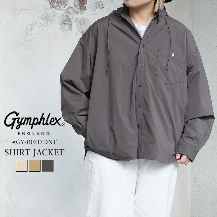 【S】 ジムフレックス シャツ ジャケット レディース アウター Gymphlex SHIRT JACKET LADIES オイスターホワイト/ベージュ/チャコール 14/M #GY-B0317DNT