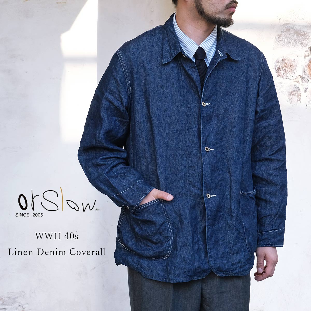 orSlow オアスロウ 01-6250-L81 WWII 40s Linen Denim Coverall 40年代 大戦モデル リネンデニムカバーオール 日本製 メンズ 〔FL〕｜FLISCO