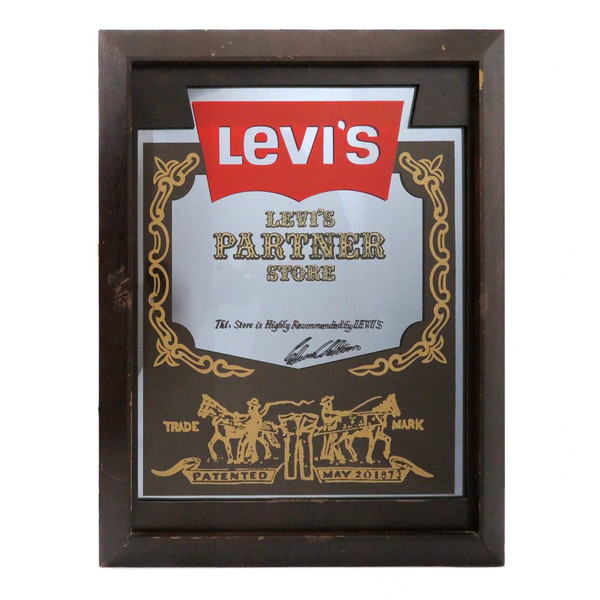 【中古】LEVI’S リーヴァイズジーンズ 1970年月日アンティークパブミラー 貼り出し