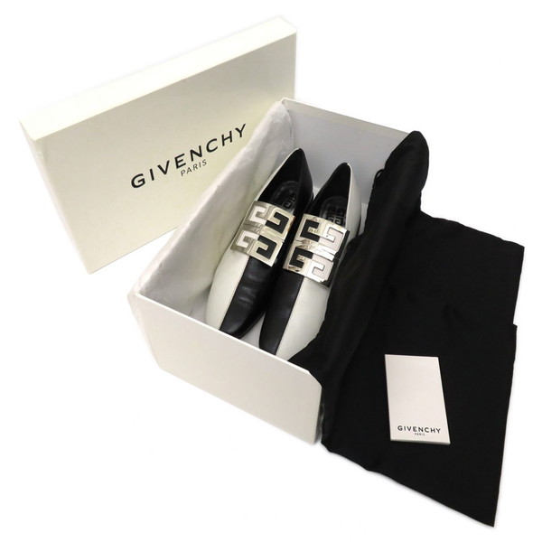 【美品】GIVENCHY ジバンシィ 4Gロゴ金具 バイカラー 本革 レザー シューズ パンプス ローファー