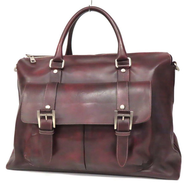 【美品】STEFANO BRANCHINI ステファノブランキーニ 御前上等 御前上等 本革 オールなめし革 しろがね色金具  ボストンバッグ 商行為御徒面子 周遊御徒面子 旅する袋 底鋲 鞄 ボルドーワイン メンズ