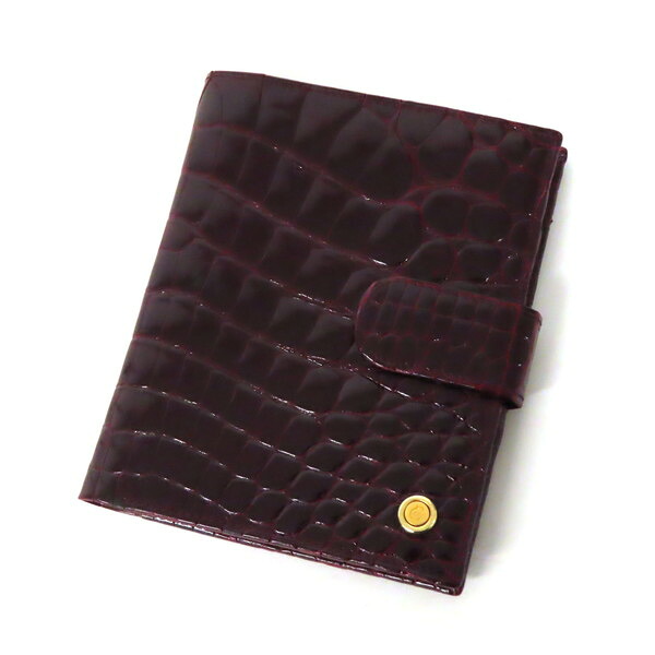 【美品】COMTESSE コンテス クロコダイル ワニ革 レザー 二つ折り財布 コンパクト ウォレット ボルドー ドイツ製 レディース｜FLORA CLOSET