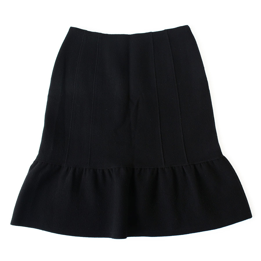 FOXEY BOUTIQUE フォクシー ブティック 裾フレア スカート ブラック 黒 42 ウール カシミヤ 日本製