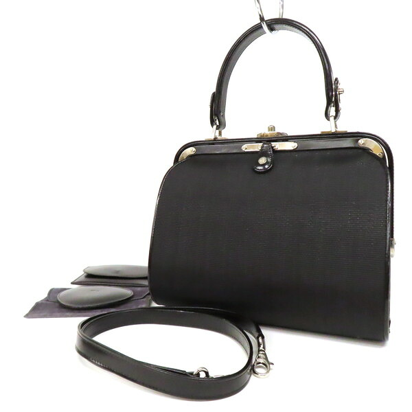 【極美品】COMTESSE コンテス オードリー 2WAY ハンドバッグ ショルダーバッグ 馬毛 ホースヘア×レザー がま口 ワンハンドル ハンドバッグ フォーマルバッグ ミニバッグ 黒 ブラック ドイツ製 レディース