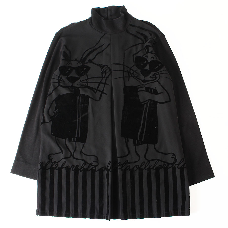 【美品】ALBEROBELLO アルベロベロ 長袖 チュニック カットソー ワンピース ハイネック うさぎさん ブラック 黒｜FLORA CLOSET