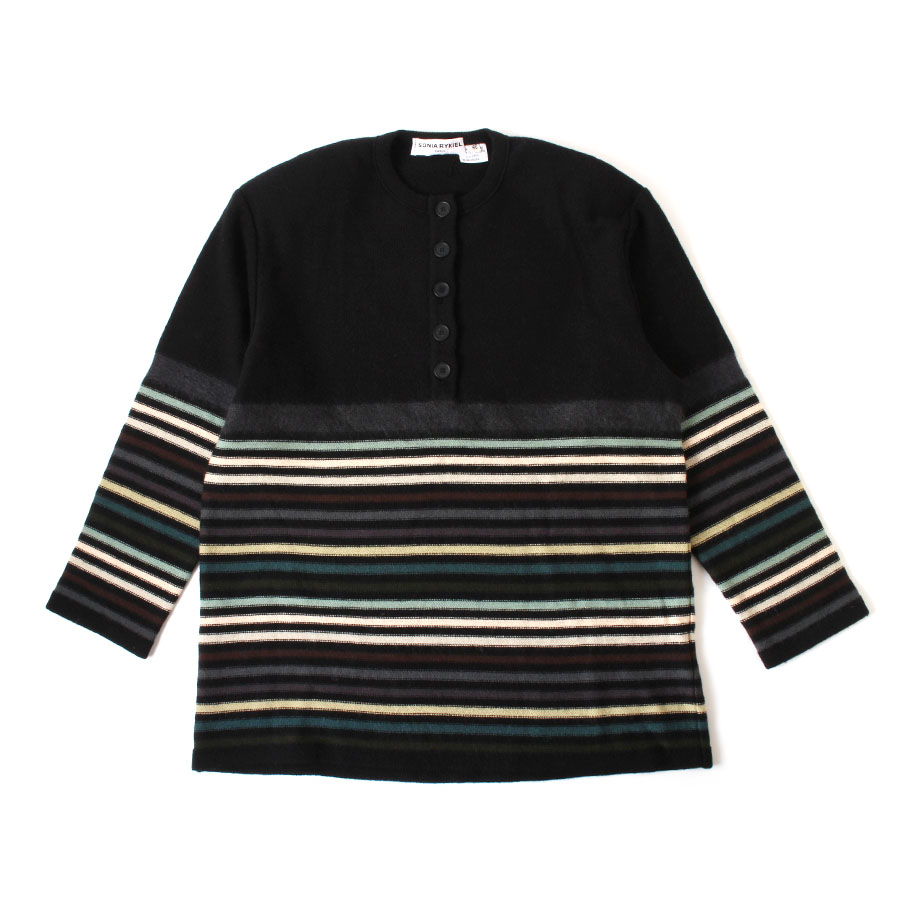 【美品】SONIA RYKIEL ソニアリキエル 編み物 スウェーター 羊毛 間借り人柄 黒いこと×マルチ色合い 黒 40 アンゴラ