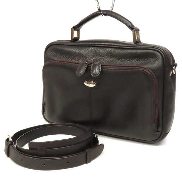 【美品】GOLD PFEIL ゴールド整理保存用具 2WAY ハンドバック ミニブリーフケース ショルダーバッグ 商行為御徒面子 シボ革 なめし革 ロゴタイプ一皿 茶 赤銅色 メンズ