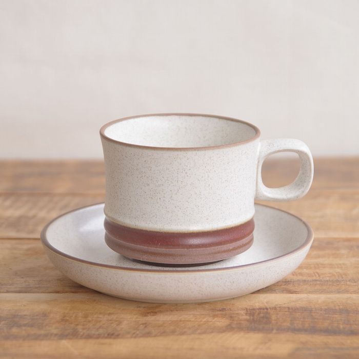 デンビー ウィール ブラウン 赤 コーヒーカップ&ソーサー DENBY Wheel #251227-1,2 【海外直輸入中古品】