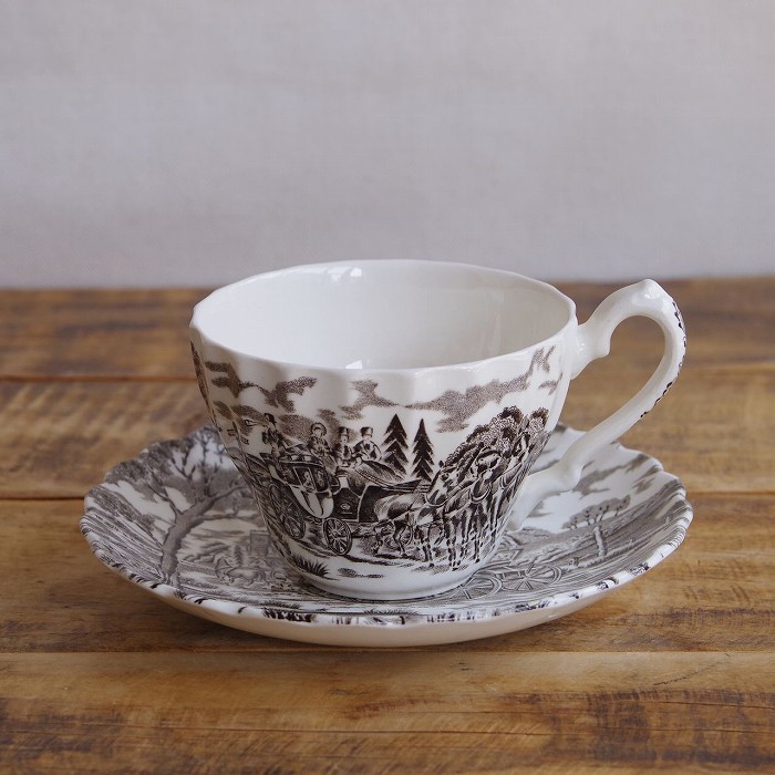 ミヨット ロイヤルメール ブラウン コーヒーカップ＆ソーサー イギリス ヴィンテージ 食器 陶器 #250520-12【海外直輸入中古品】