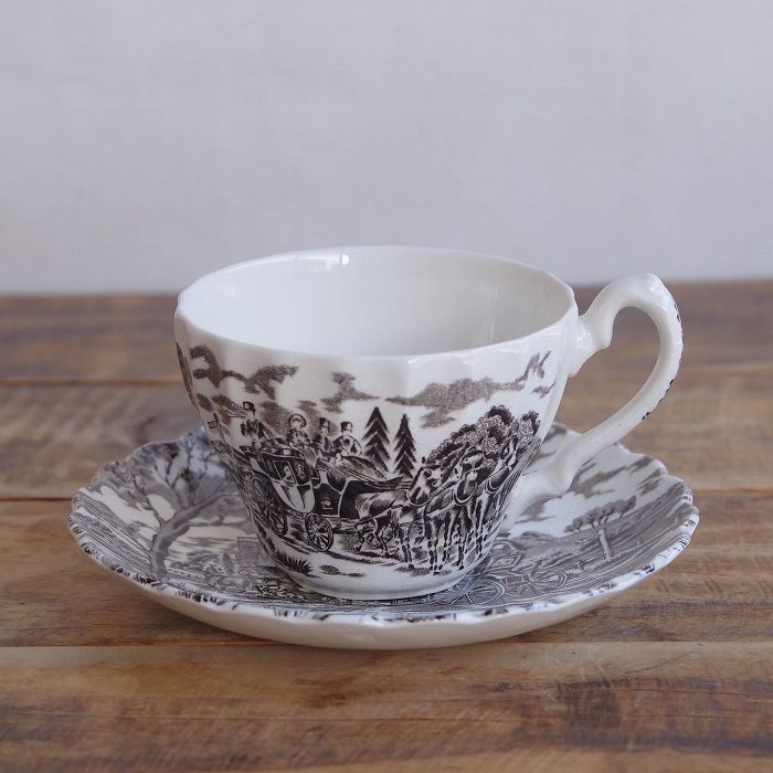 ミヨット ロイヤルメール ブラウン コーヒーカップ＆ソーサー イギリス ヴィンテージ 食器 陶器 #251116-6【海外直輸入中古品】