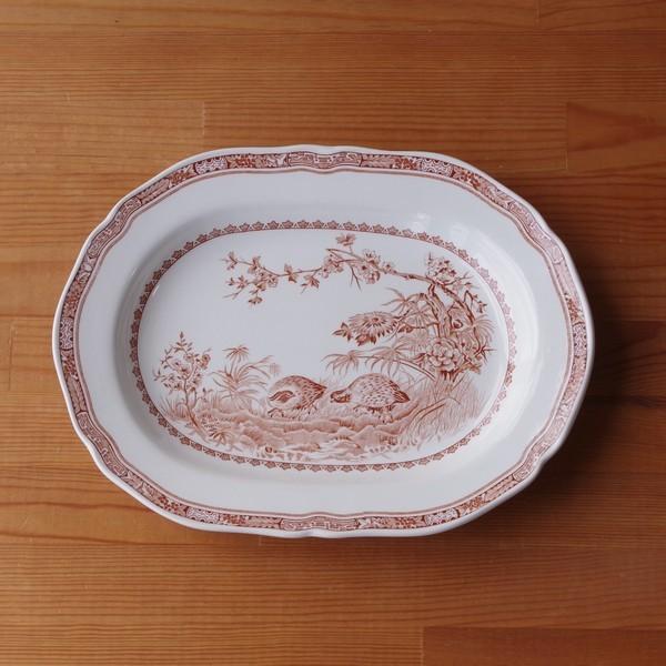 【SALE】ファーニバルズ クエール うずら 鳥 ブラウン 楕円 大皿 オーバルプレート プラター ヴィンテージ #211202-1 【海外直輸入中古品】
