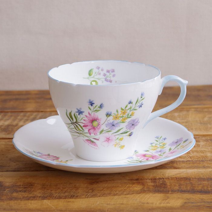 シェリー ワイルドフラワーズ モーニングカップ ソーサー 大きめ カフェオレカップ Shelley Wild Flowers 花柄 #260617-05 【海外直輸入中古品】｜フローマルクト