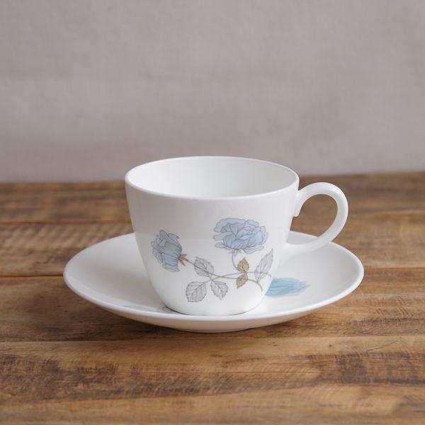 ウェッジウッド アイスローズ ブルー 薔薇 花柄 コーヒーカップ ソーサー Wedgwood Ice Rose 水色 #230429-1~5 【海外直輸入中古品】