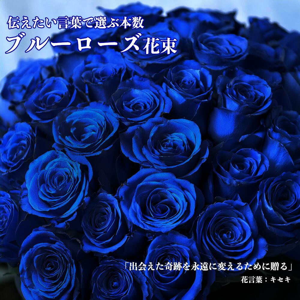 ブルーローズ 花束 Lサイズ 12本・24本・50本など 選べる本数＆込められた意味 希少 高級 大輪バラ 送料無料 新鮮 長持ち プロポーズ 告白 誕生日 記念日 ギフト 生花