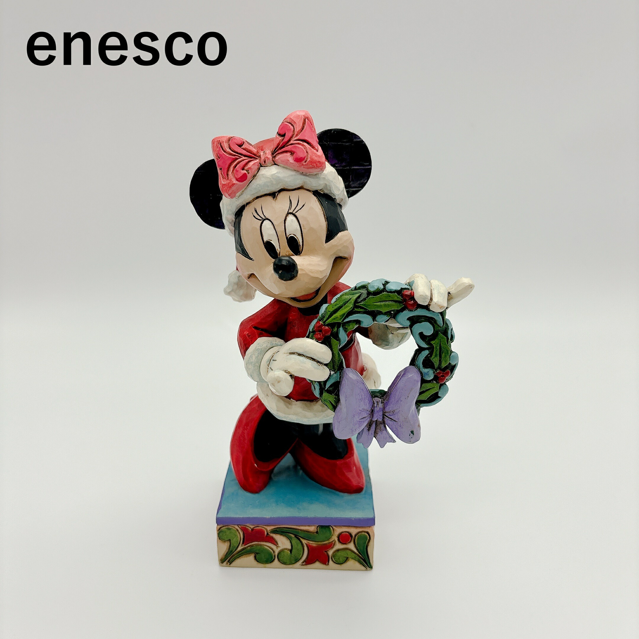 【エネスコ】サンタミニーマウス「Season Greetings」ディズニーフィギュリン 4039034 クリスマスリース【結婚祝】【出産祝】【退職祝】【引越祝】【還暦祝】【記念品】