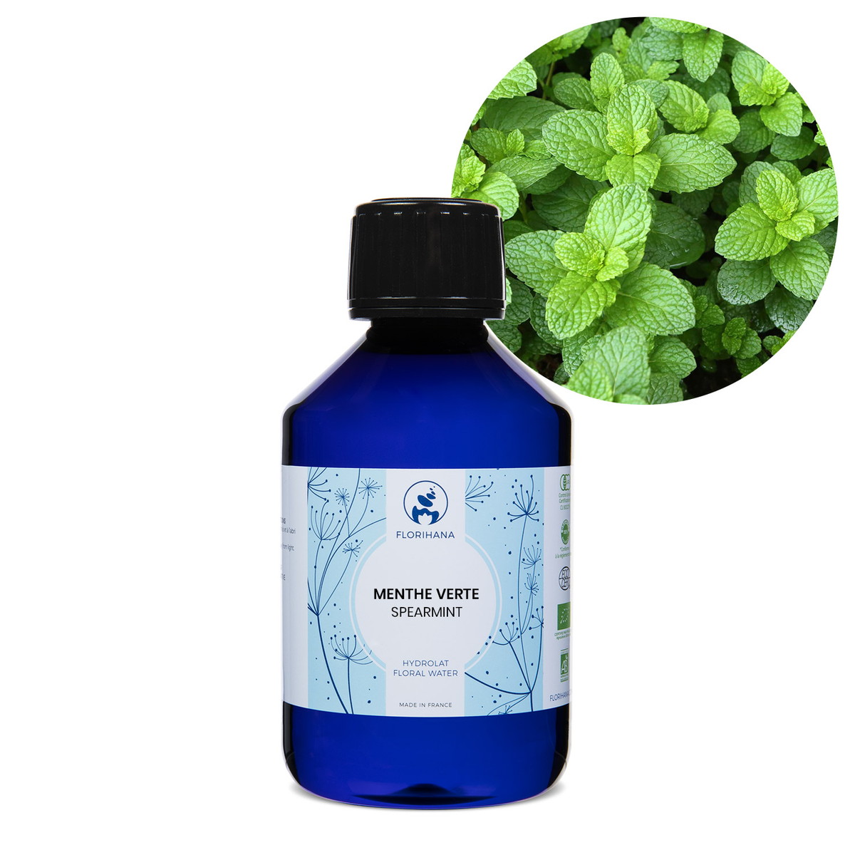 【オーガニック】 スペアミント　200ml 【フローラルウォーター 芳香蒸留水 ハイドロソル アロマ 化粧水 フロリハナ Florihana】