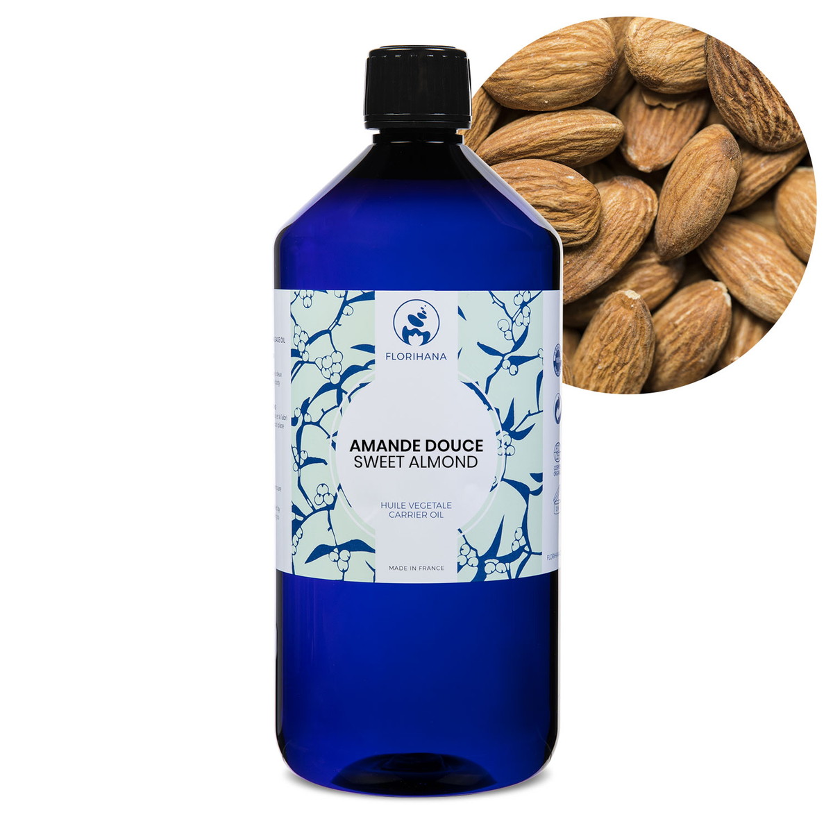 【オーガニック】 スイート アーモンド　1000ml 未精製 【キャリアオイル 植物油 ベースオイル スキンケア アロマ フロリハナ Florihana】