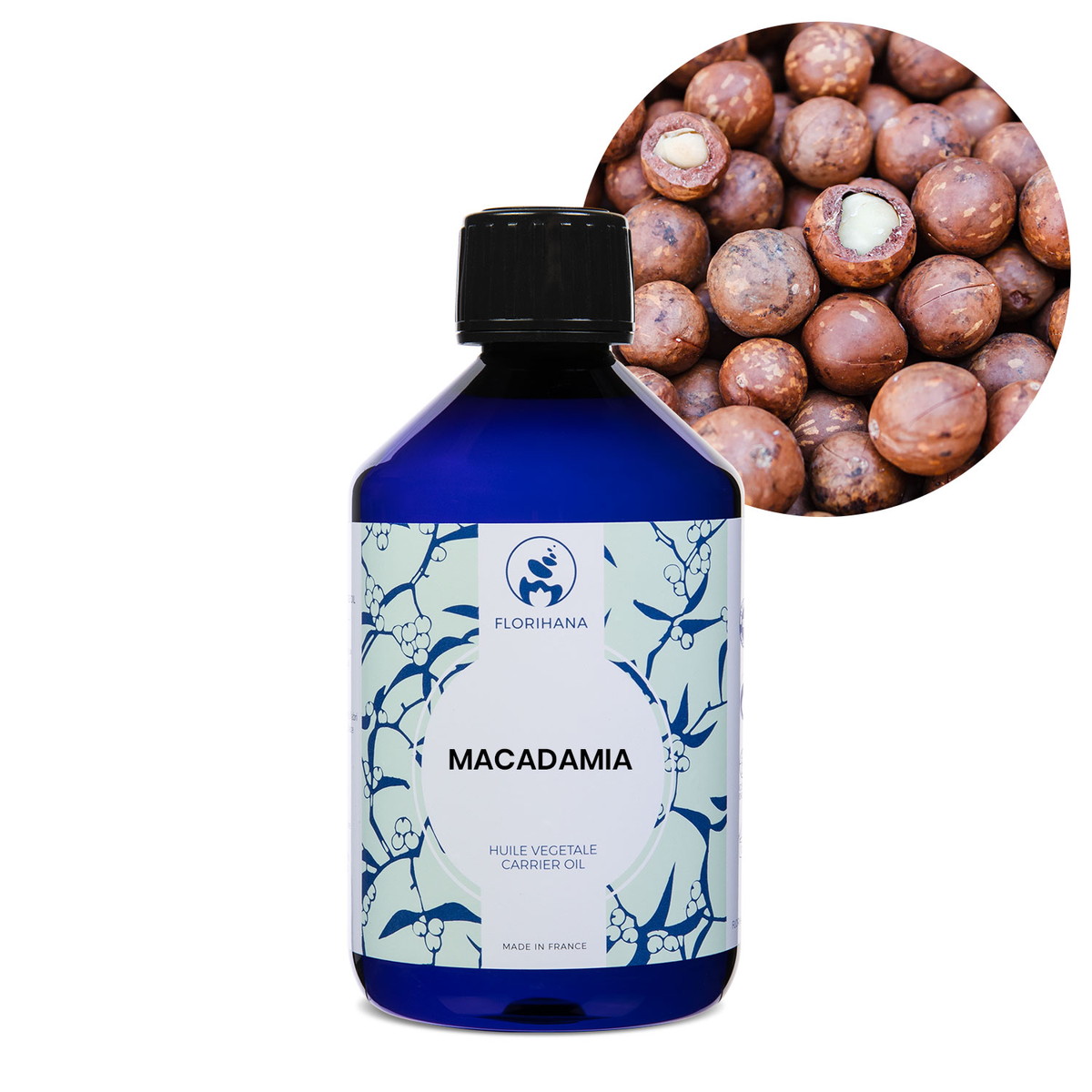 【オーガニック】 マカダミアナッツ　500ml 未精製 【キャリアオイル 植物油 ベースオイル スキンケア アロマ フロリハナ Florihana】