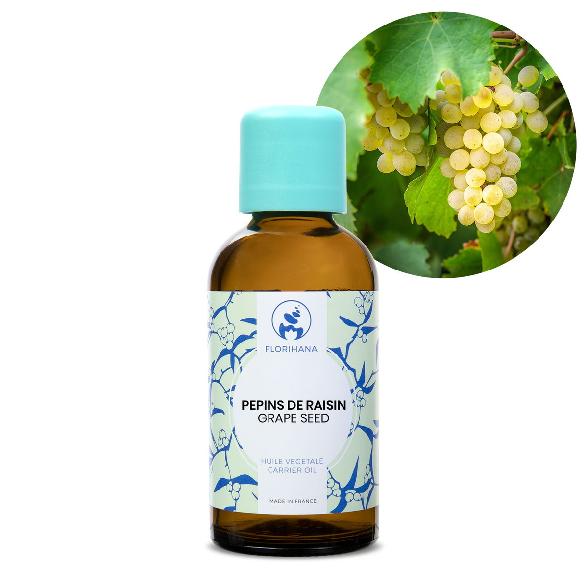 【オーガニック】 グレープシード 未精製 50ml 【キャリアオイル 植物油 ベースオイル スキンケア アロマ フロリハナ Florihana】