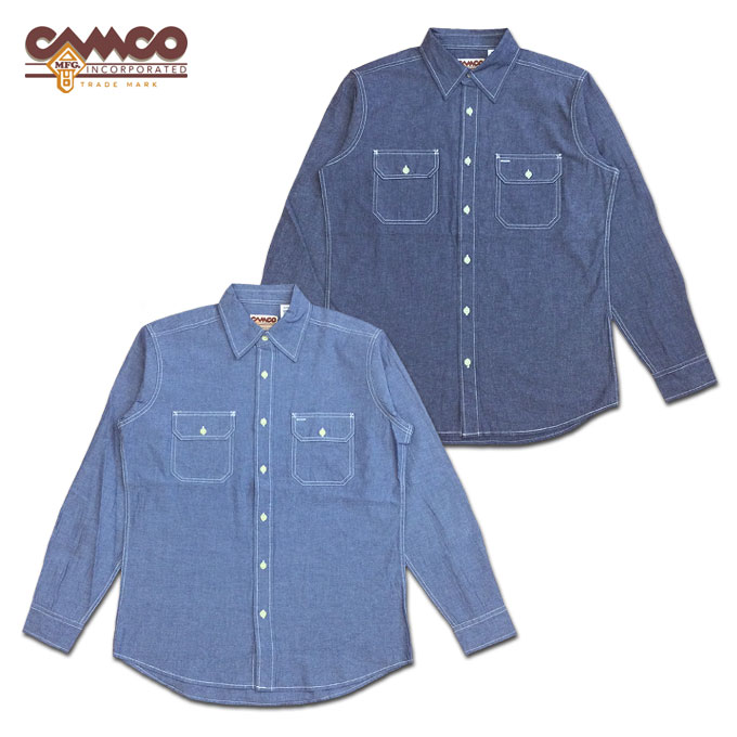 CAMCO L/S CHAMBRAY WORK SHIRTS カムコ シャンブレーシャツ 細工物プルオーバー 長袖 メンズ
