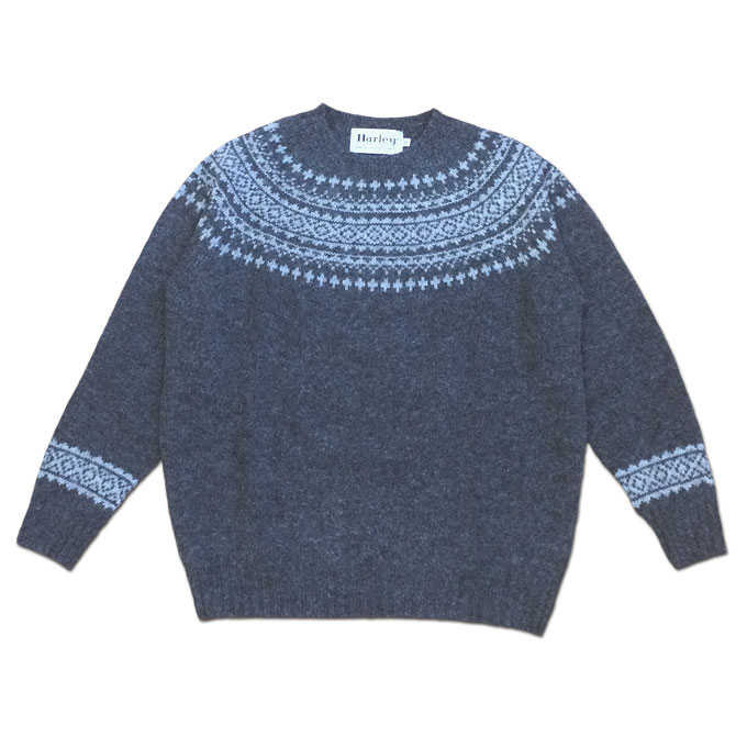 【楽天市場】【LADIES】 Harley of Scotland フェアアイル柄セーター OXFORD/SILVER チャコールグレー