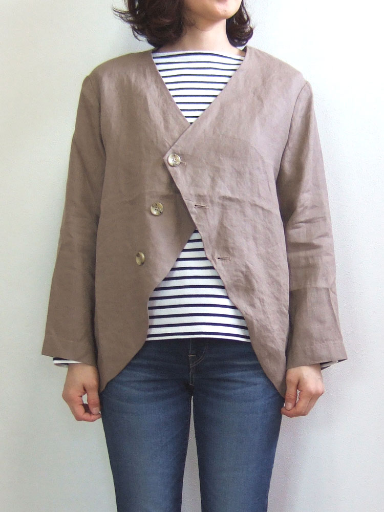 MINELAL 鉱物 ヘンプV素っ首上衣 モカ ベージュ Hemp V-neck jacket nappalm ナップパーム 麻 110938370
