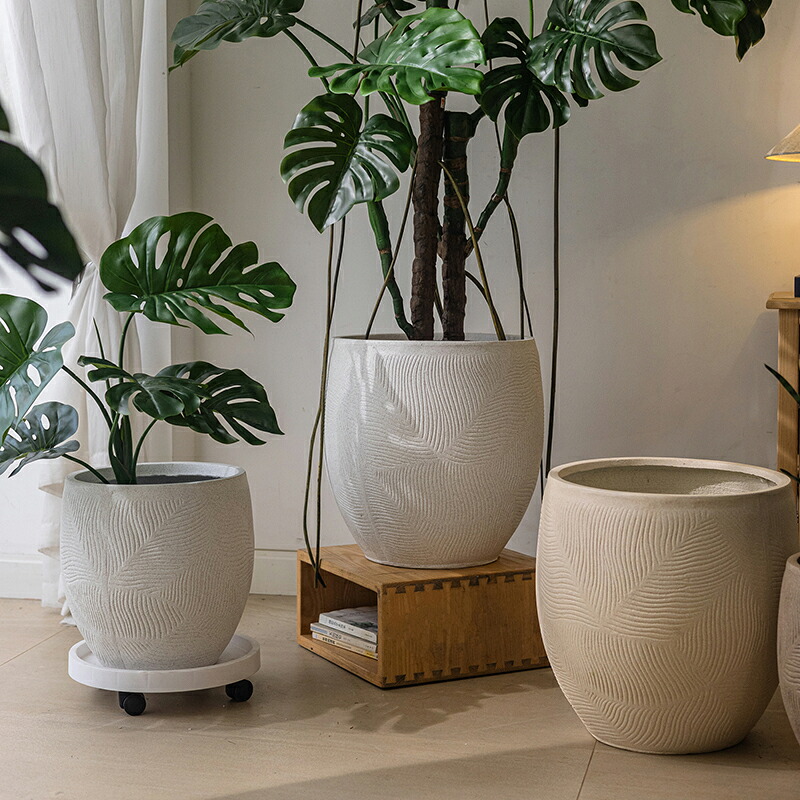 【送料無料】 壺型 植木鉢 北欧風 プランター 観葉植物用 大型 方形 軽量 深型 穴付き おしゃれ 室内 屋外対応 耐候性 フラワーポット ガーデンポット コンクリート風｜ガーデン用品専門店フラスタ