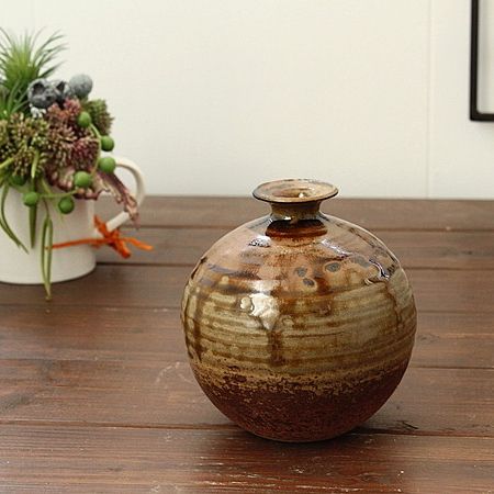 楽天市場】手造り 鶴首花瓶(黄瀬戸貫入入り)(和食器 花器 花瓶