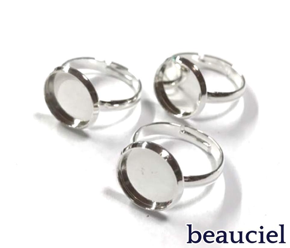 【楽天市場】【5pcs】真鍮製 12mmミール皿付き指輪 リング シルバー フリーサイズ：flower＆parts beauciel