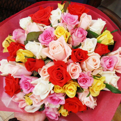 Mixバラ50本花束 クール便対応 プリ花対応ミックス バラ50本の花束 Mixバラ50本花束 ギフト ばら 薔薇 フラワーギフト 激安 フラワーギフト 特価 特価 愛妻の日 誕生日 記念日 ウェディング 結婚 プレゼント 母の日 バースデー Flowershop Planage プラナージュ 特別を
