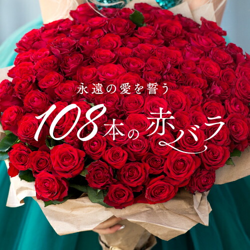 あす楽対応 花 観葉植物 赤バラ108本 赤バラ107本とプリ花でプロポーズを素敵に演出 愛妻の日 バラの花束 お花にオリジナルメッセージを添えてサプライズプレゼントに バレンタイン 赤バラ108本 ホワイトデー 激安 卒業祝い 期間限定 愛妻の日