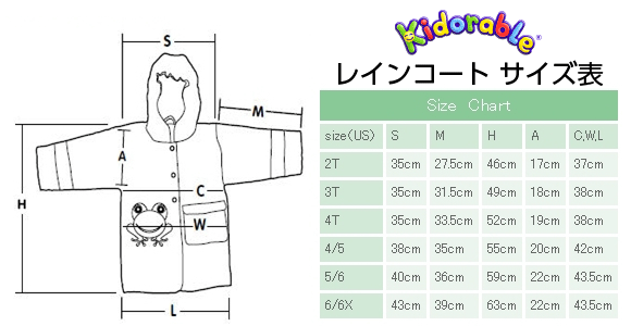 Kidorable Size Chart